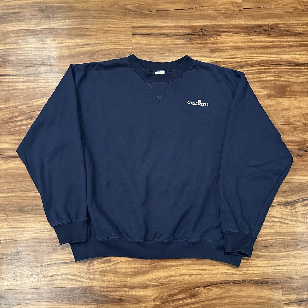 Carhartt 90's Sweatshirt Mens XL Blue Fleece Crewneck Embroidered Logo Workwear